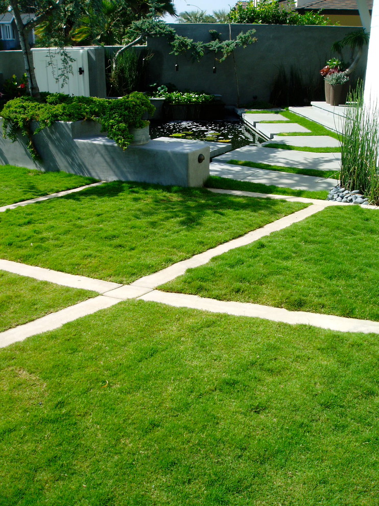 Design ideas for a mid-sized contemporary backyard concrete paver lawn edging in San Diego.