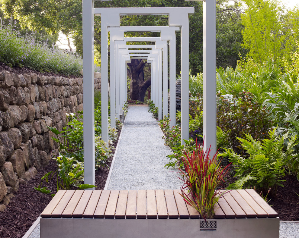 Design ideas for a contemporary retaining wall landscape in San Francisco.