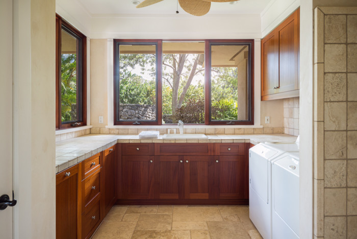 Inspiration for a tropical laundry room remodel in Hawaii