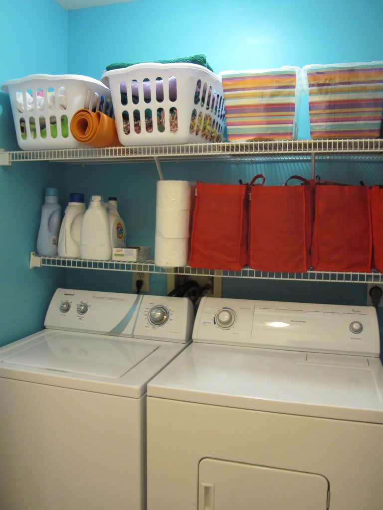 Wire Shelving Laundry Room Ideas Houzz, Wire Grid Shelving Units Over The Washer Dryer