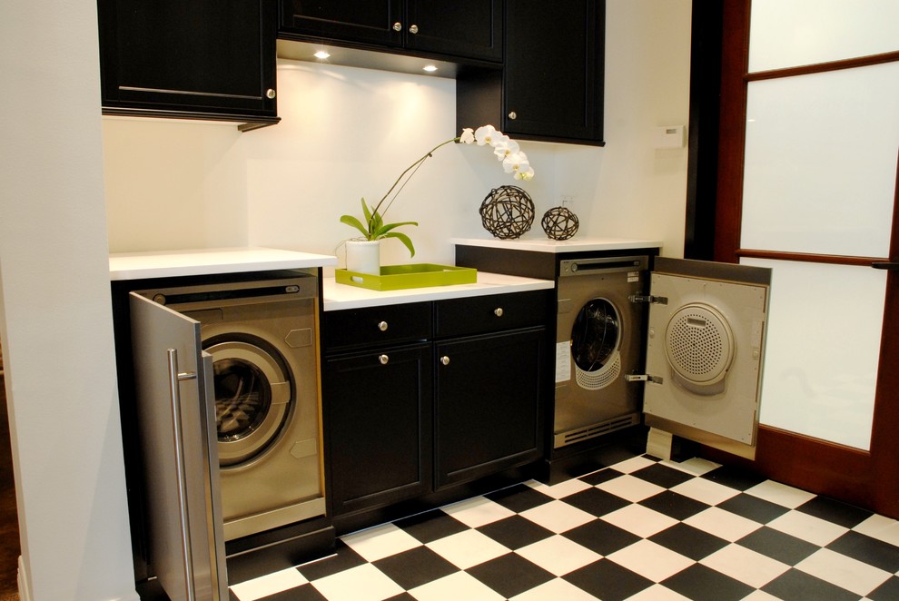 Inspiration for an eclectic laundry room remodel in Dallas