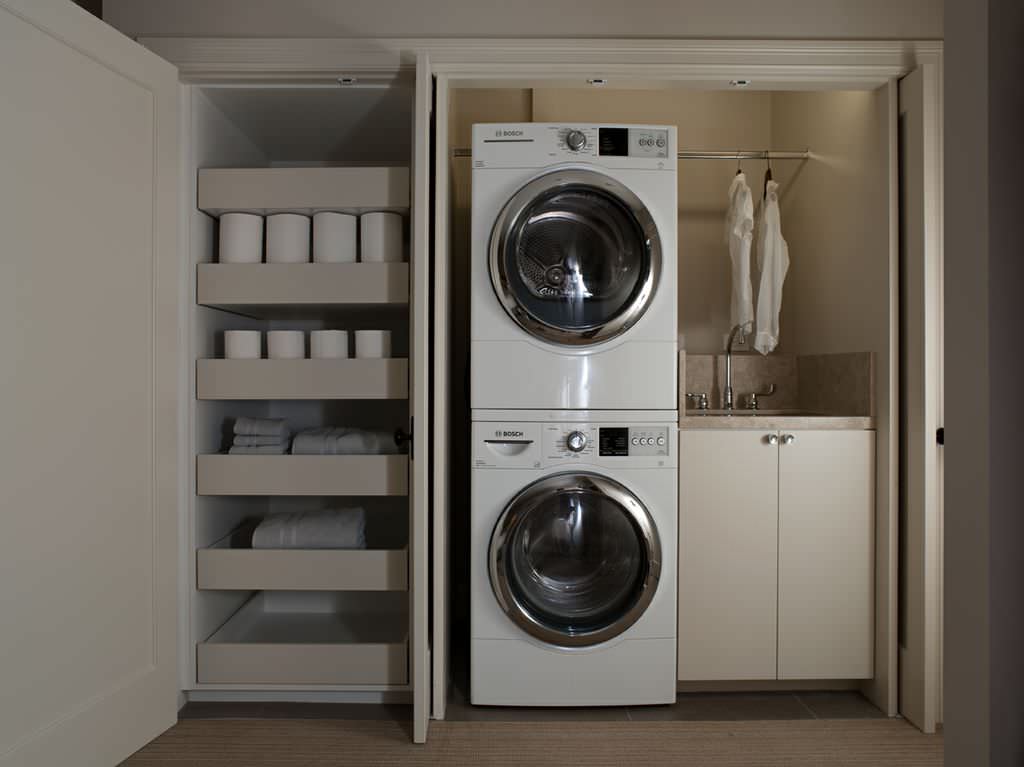 38 Ideas for Laundry Rooms with Stacked Washer Dryers