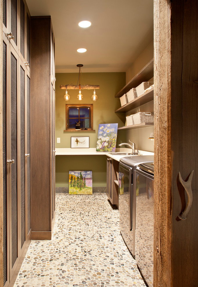 Photo of a rustic utility room in Denver.