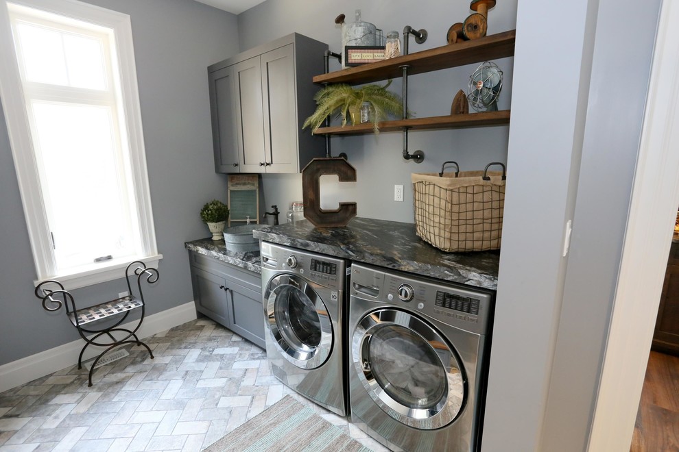 Inspiration for a farmhouse laundry room remodel in Toronto