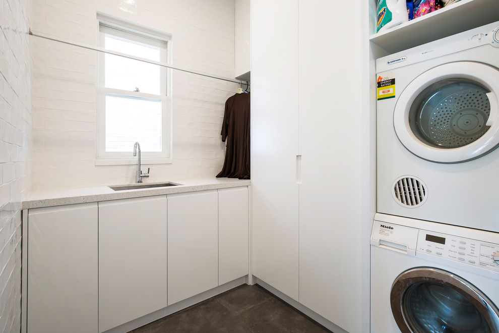 Inspiration for a contemporary laundry room remodel in Other