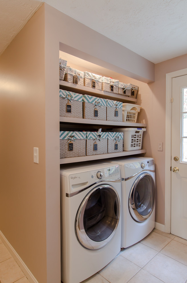 Transitional laundry room photo in Boston
