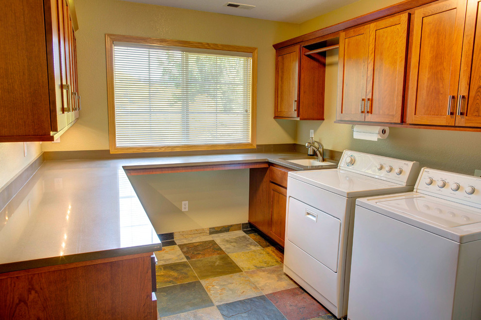 This is an example of a contemporary utility room in Portland.