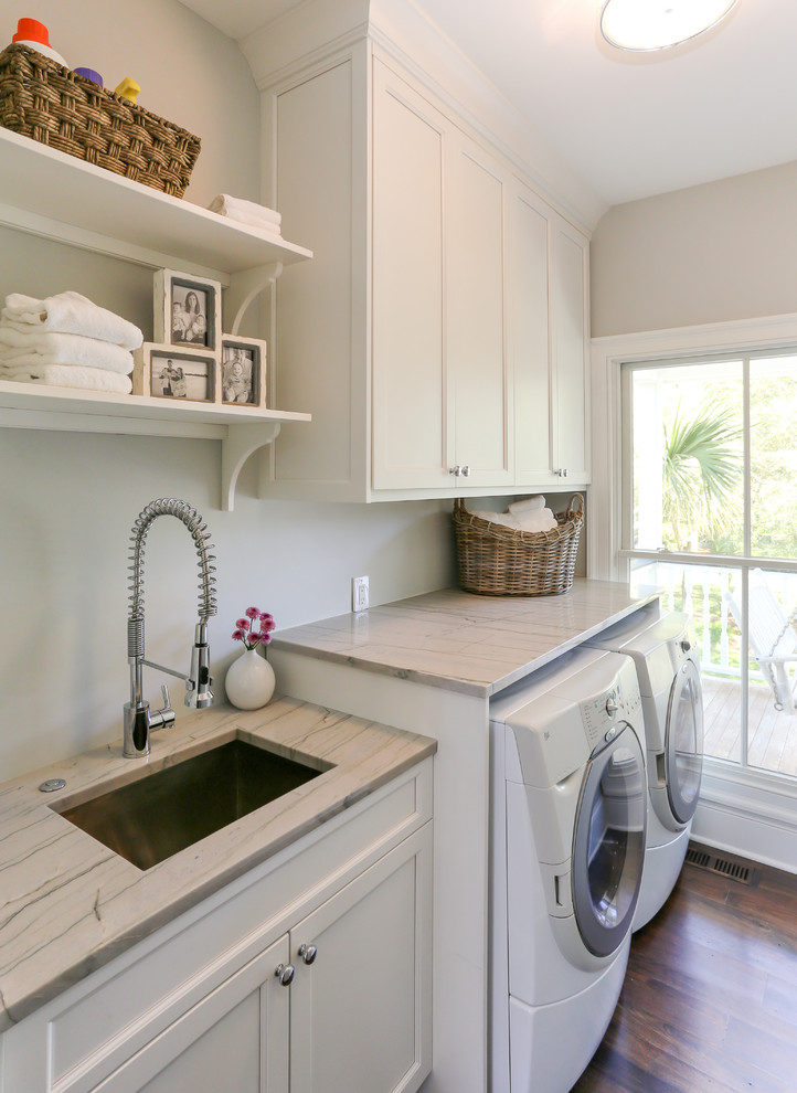 Design ideas for a traditional utility room in San Francisco with a submerged sink.