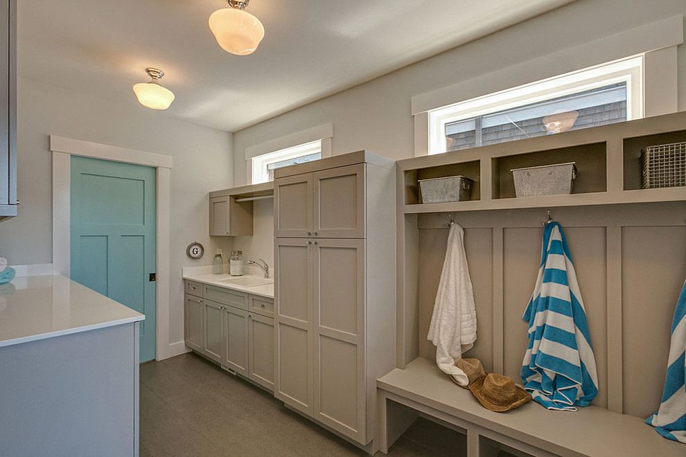 This is an example of a contemporary utility room in Seattle.