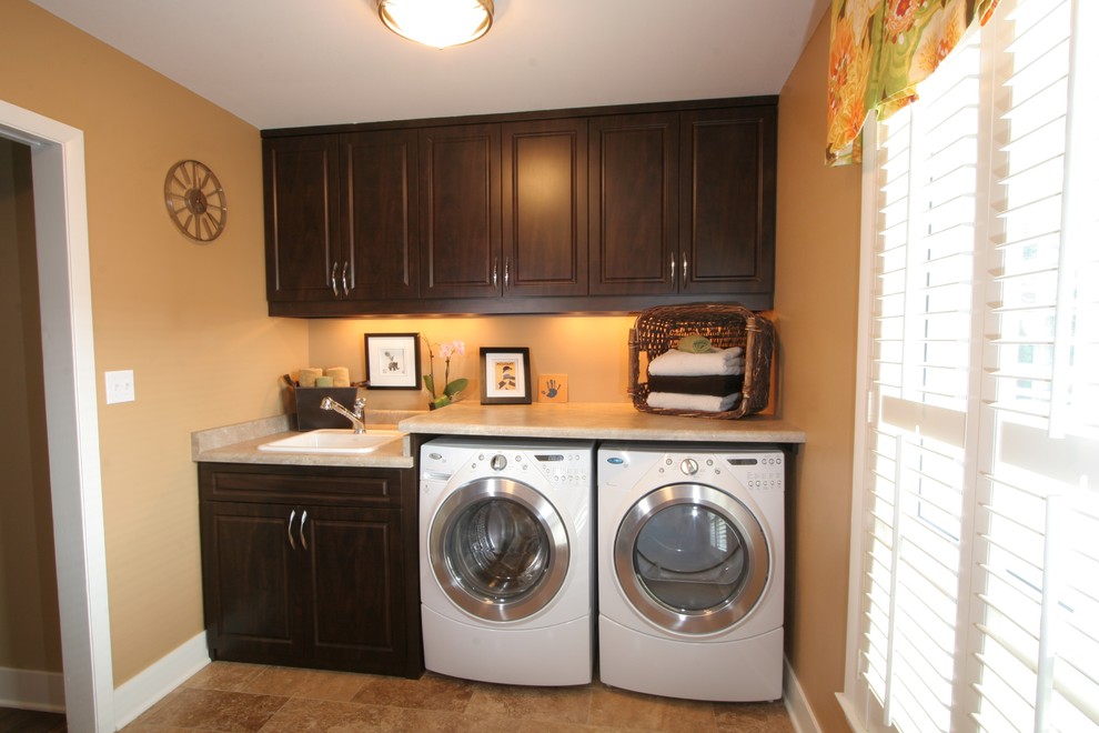 Inspiration for a transitional laundry room remodel in Milwaukee