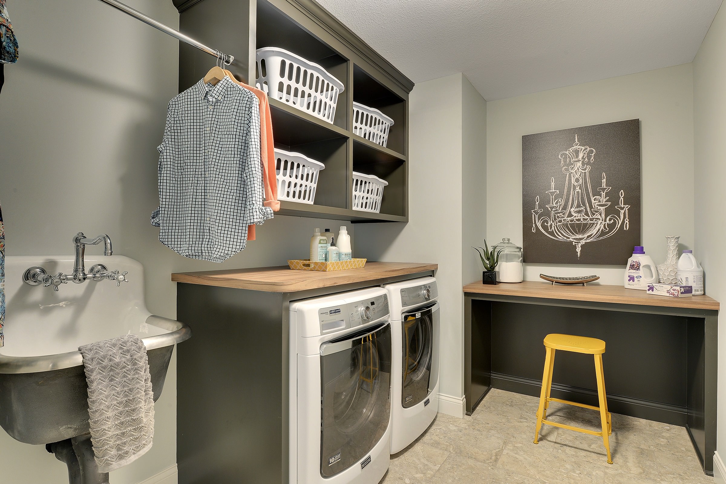 Stacked Cabinets Over Laundry Room Sink - Transitional - Laundry Room