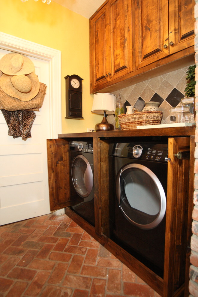 Laundry Room Hidden Washer & Dryer Traditional Laundry Room