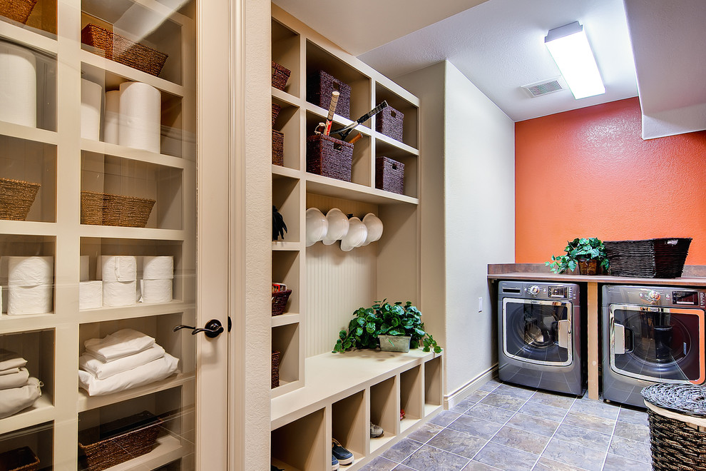 Example of a trendy laundry room design in Denver