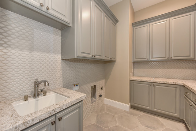 Laundry room Laundy room with hexagon tile to give the space a fresh