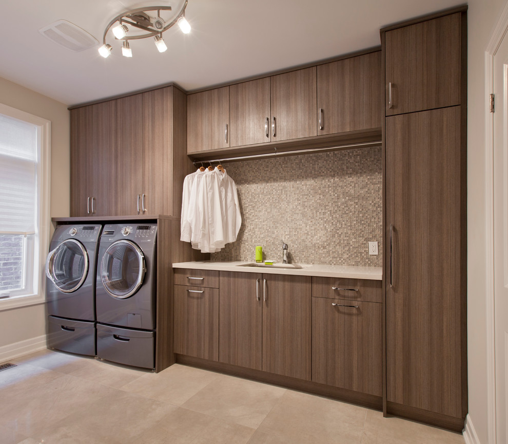 Photo of a medium sized contemporary single-wall utility room in Toronto.