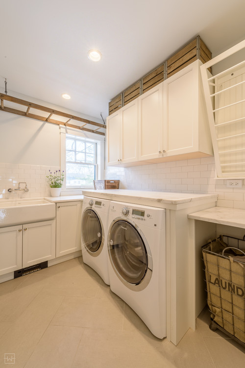 Erect a ladder in the laundry for indoor clothes drying