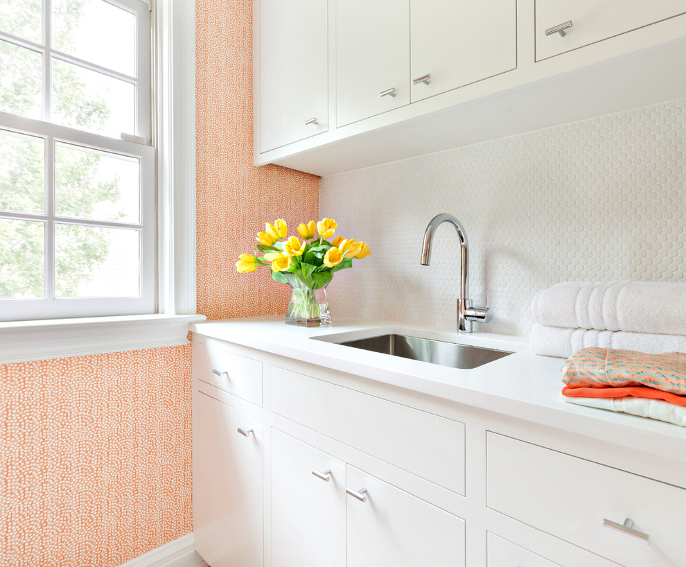Inspiration for a laundry room remodel in New York
