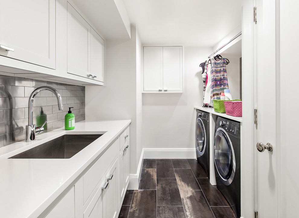 This is an example of a contemporary utility room in New York.