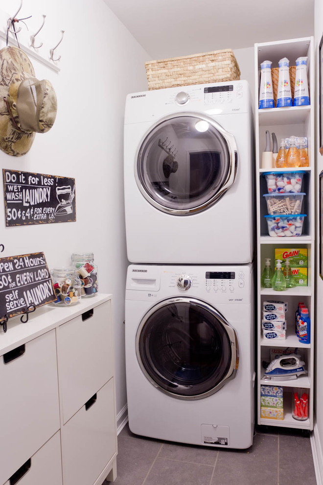 Inspiration for a contemporary laundry room remodel in New York