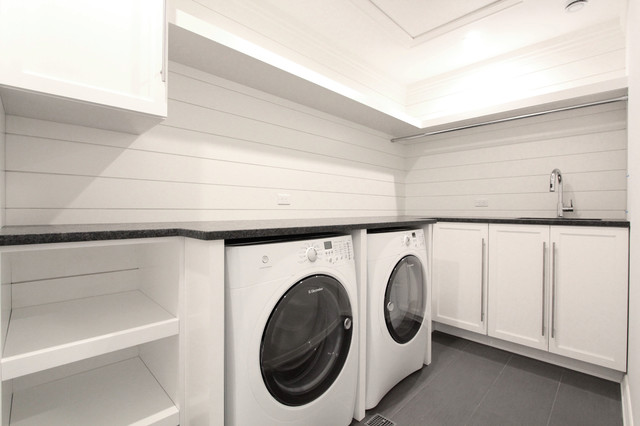 Countertop Above Washer Dryer - Transitional - laundry room - HGTV