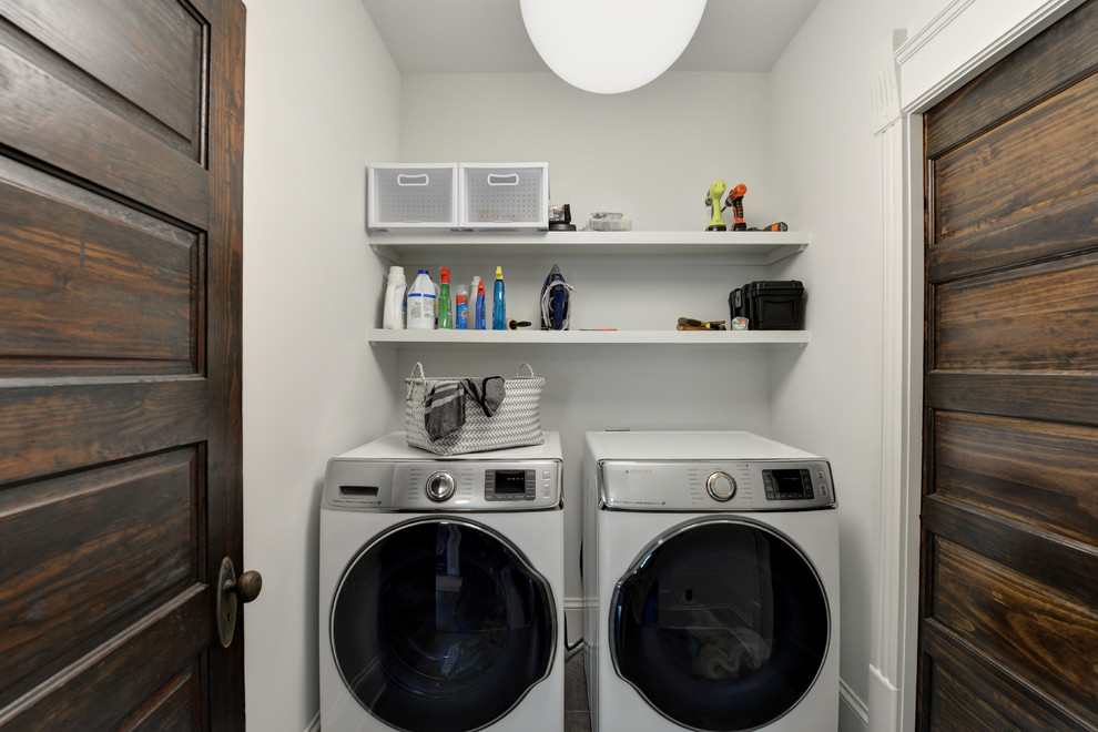 Inspiration for a transitional laundry room remodel in Atlanta