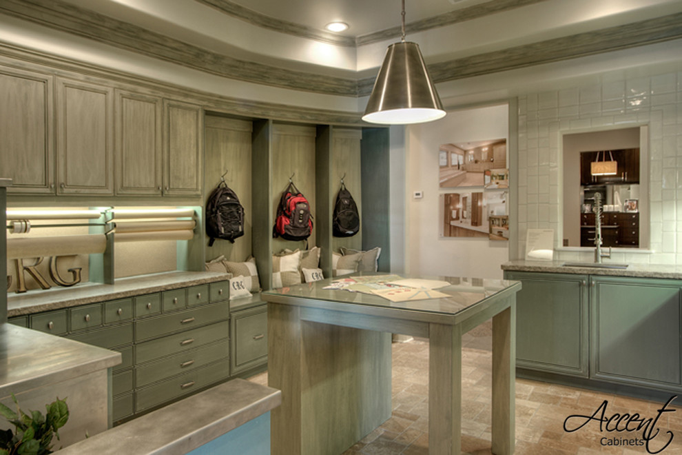 Inspiration for a transitional laundry room remodel in Houston