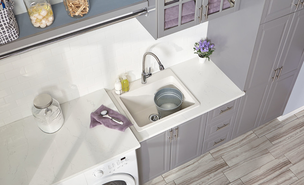 Quartz Classic Drop-In Laundry Sink with Perfect Drain, White - Laundry ...