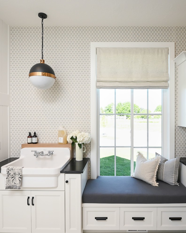 Roman Shades Farmhouse Laundry Room Salt Lake City by Uptown