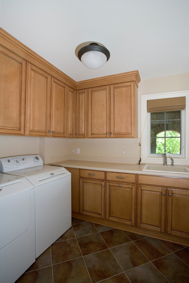 Second Floor Laundry Room with Light Stained Maple Raised Panel