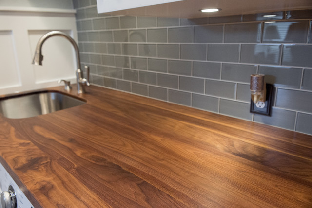 A Walnut Counter And Backsplash in the Laundry Room - Chris Loves