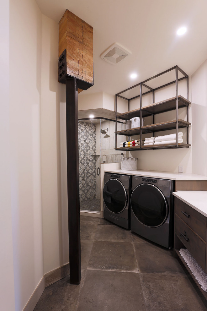 Photo of a rustic utility room in Vancouver.