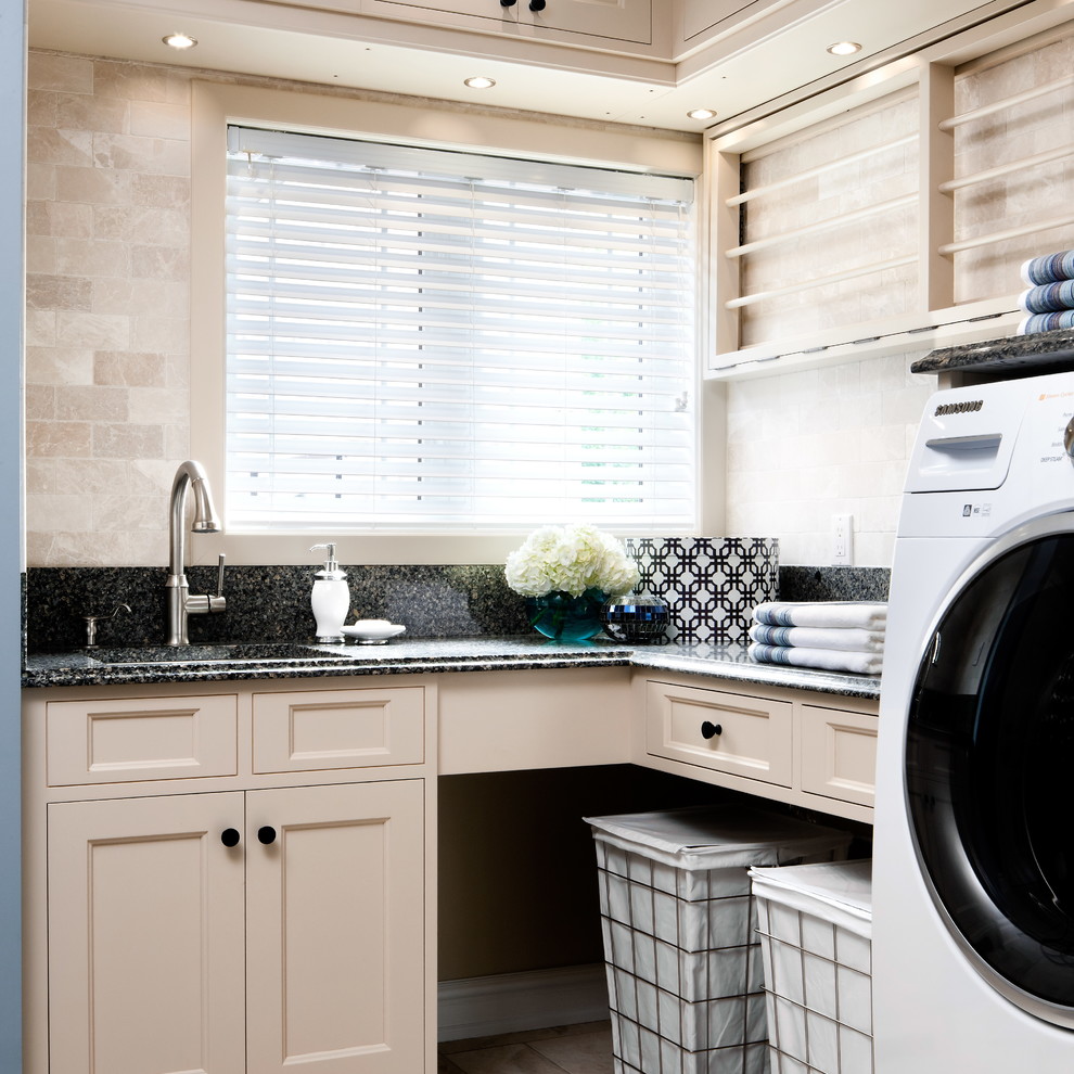 Inspiration for a transitional laundry room remodel in Toronto