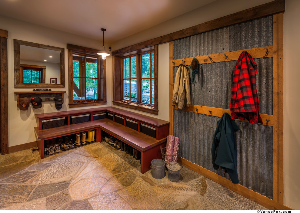 Sustainable Mountain Home Rustic Laundry Room Sacramento by Katherine Elkins Designs Ltd