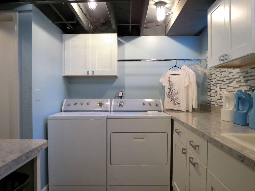 Inspiration for a contemporary laundry room remodel in Detroit