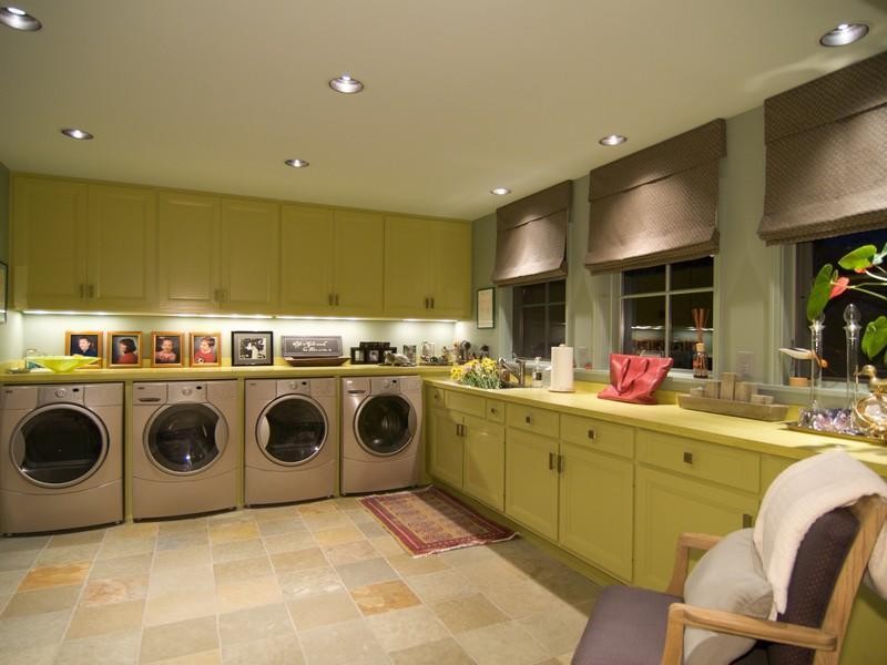 This is an example of an eclectic utility room in New York.