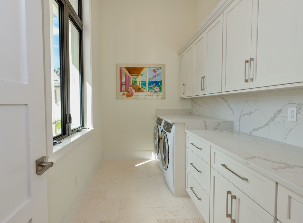 Example of a transitional laundry room design in Miami