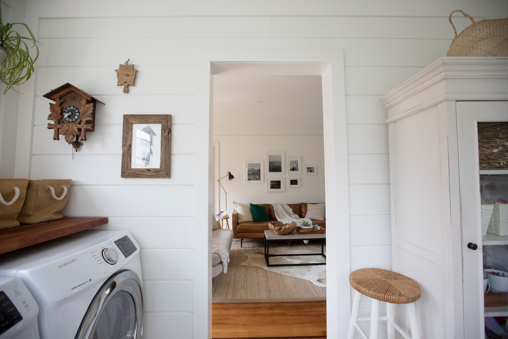 Inspiration for a farmhouse laundry room remodel in Charleston