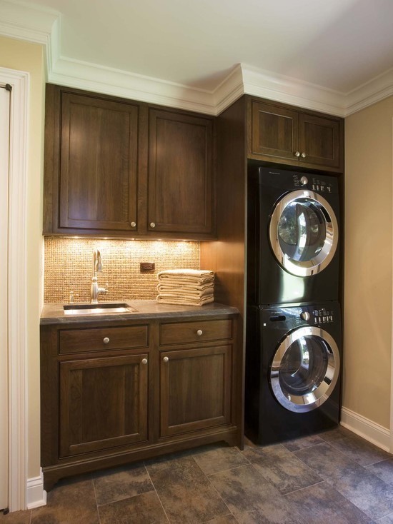 Washer Dryer Stack - Traditional - Laundry Room | Houzz