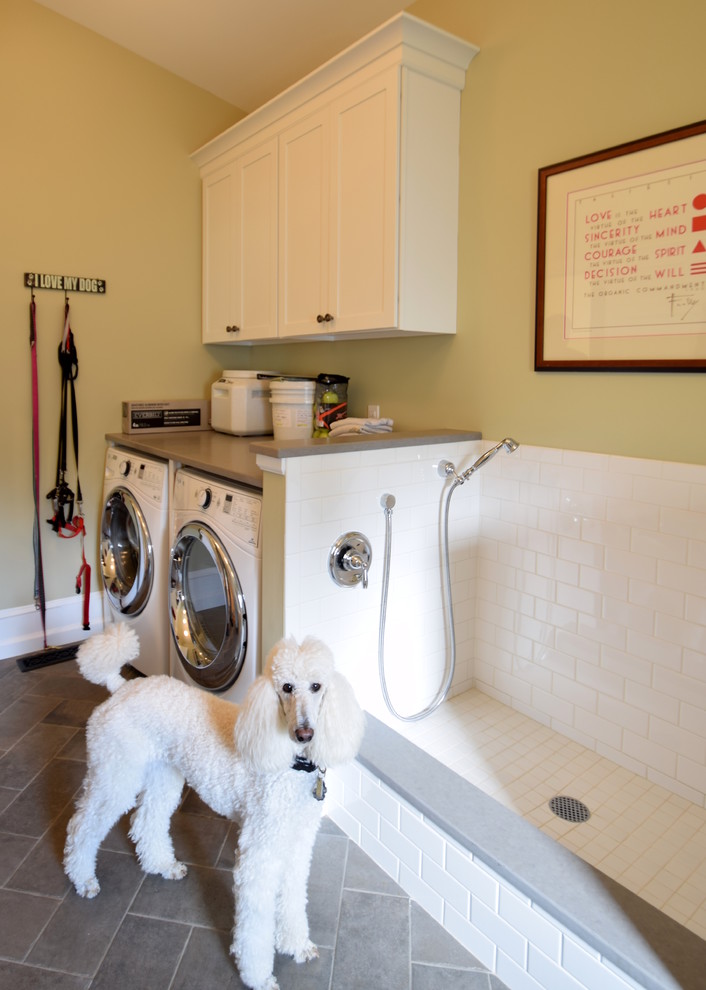Inspiration for a transitional laundry room remodel in Philadelphia