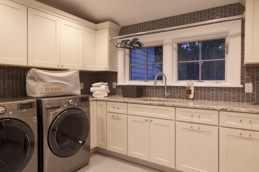 Inspiration for a transitional laundry room remodel in Boston