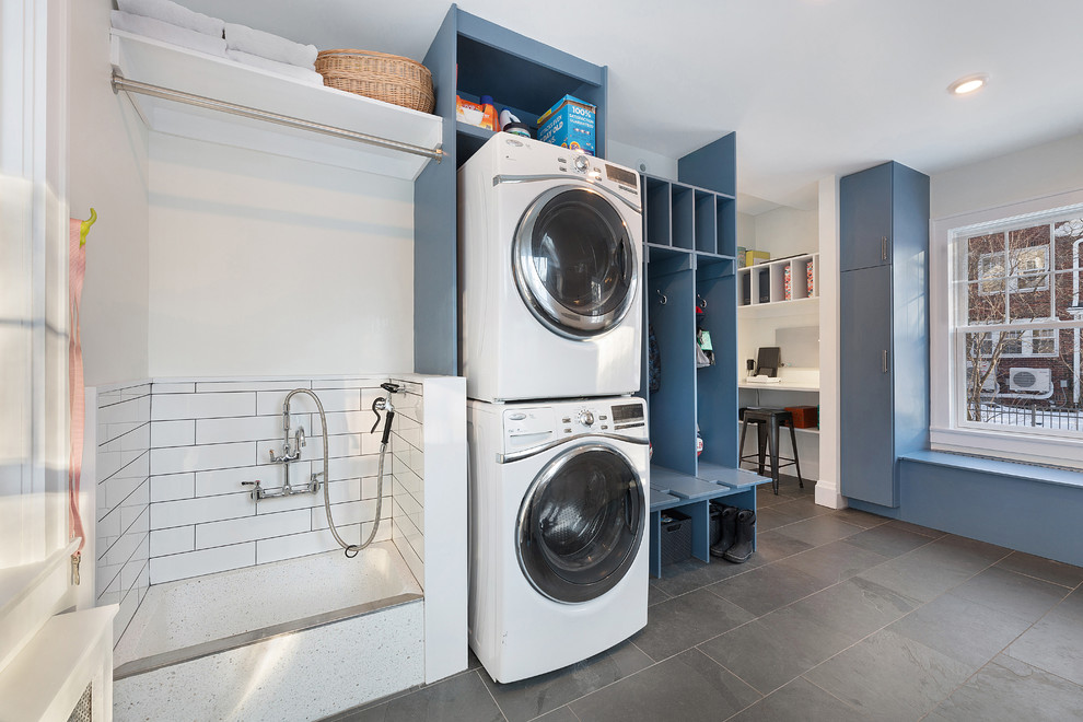 Example of a transitional laundry room design in Cleveland