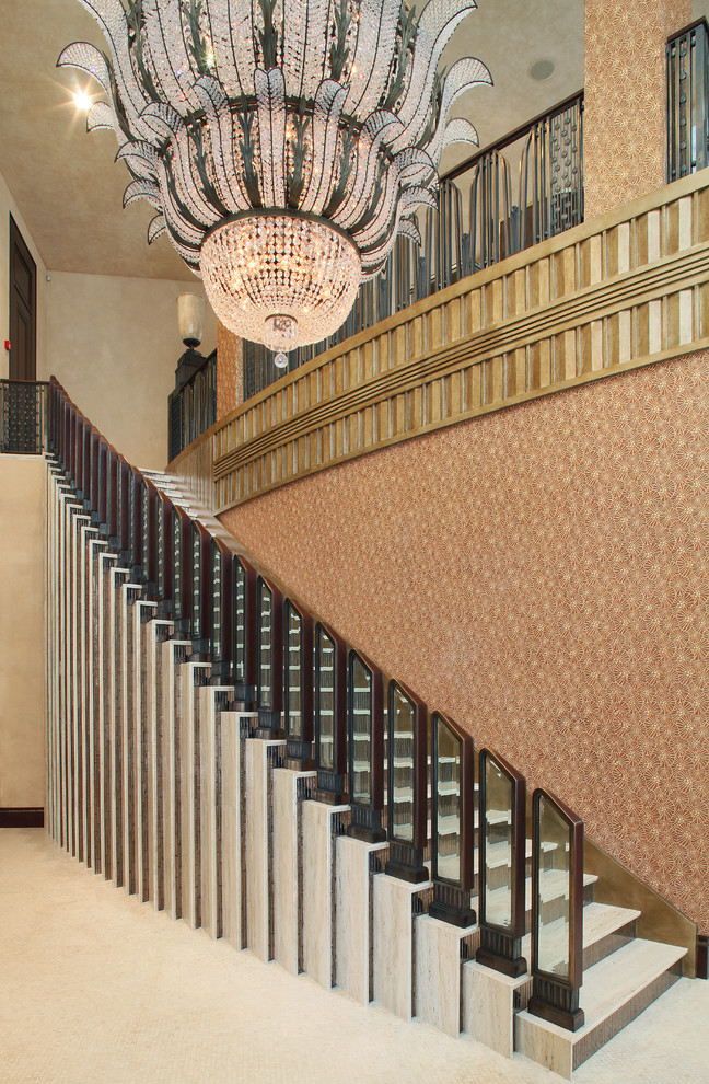 Large contemporary curved staircase in Moscow.