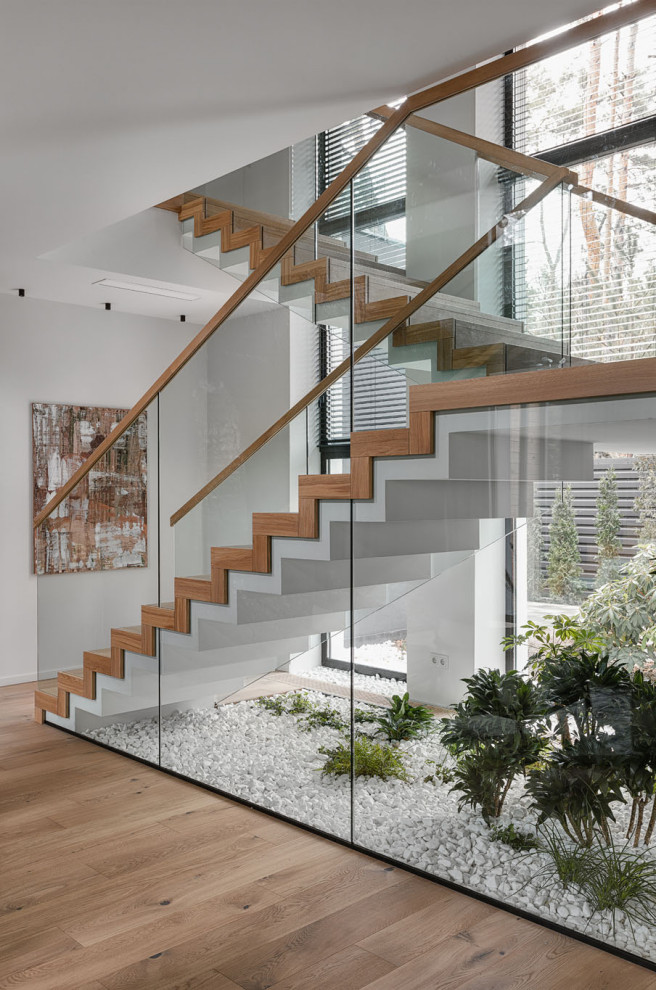 Large trendy staircase photo in Other