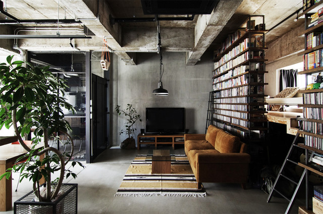 骨太広場 Industrial Living Room Nagoya By Eight Design Houzz Ie
