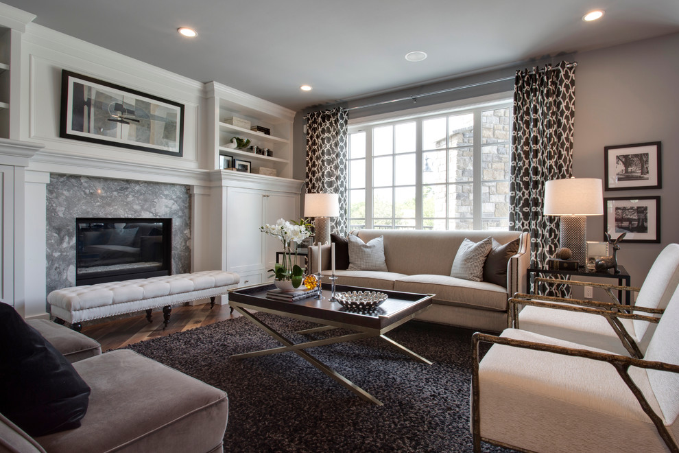 Example of a trendy living room design in Calgary