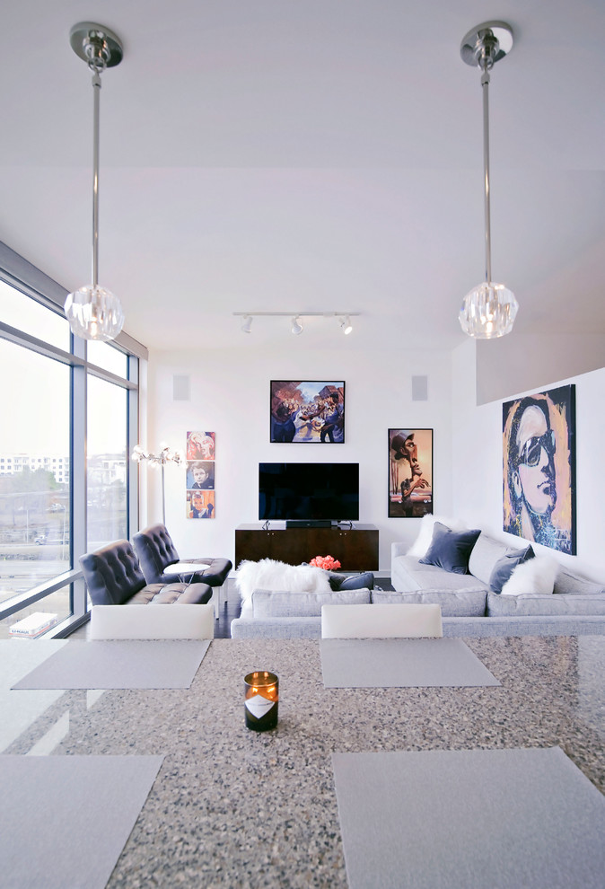 1212 Downtown Nashville Condo Midcentury Living Room Nashville