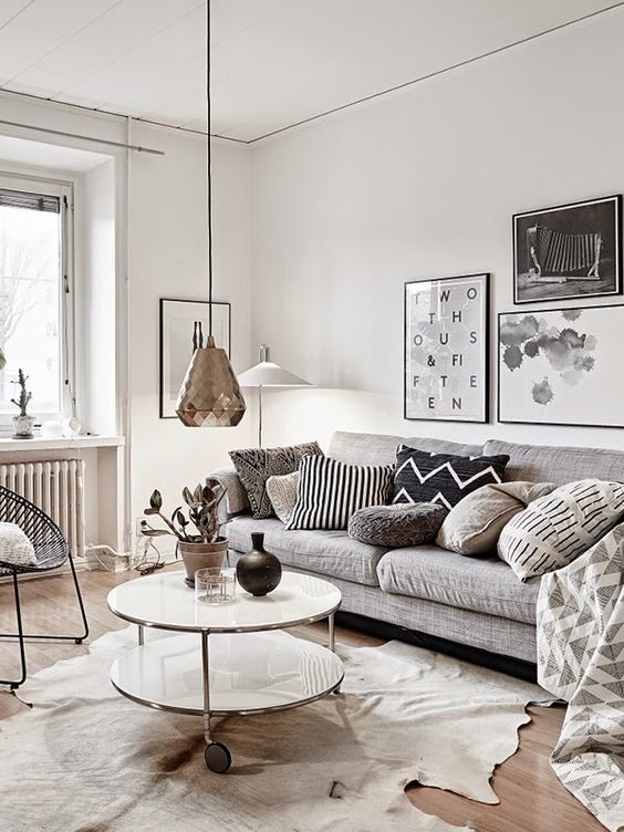 Идея дизайна: гостиная комната в скандинавском стиле