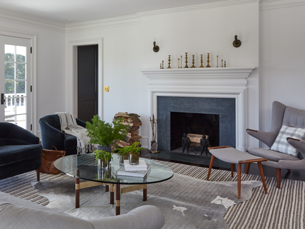 1820 Farmhouse Living Room With Stone Fireplace