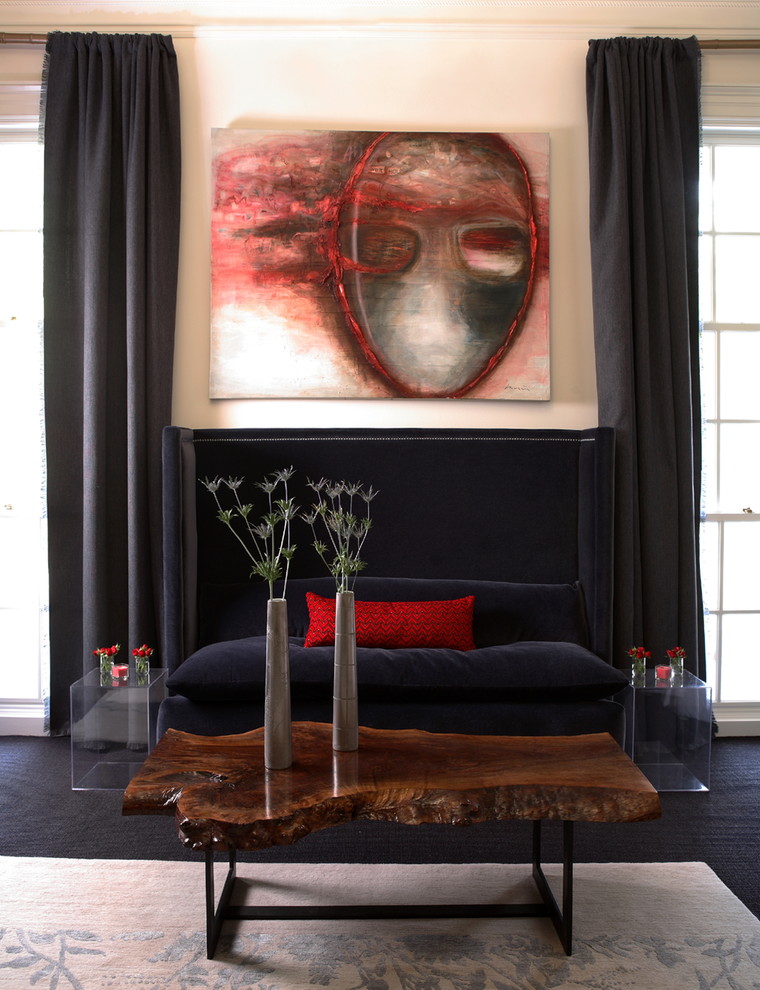Living room - contemporary living room idea in Atlanta with white walls