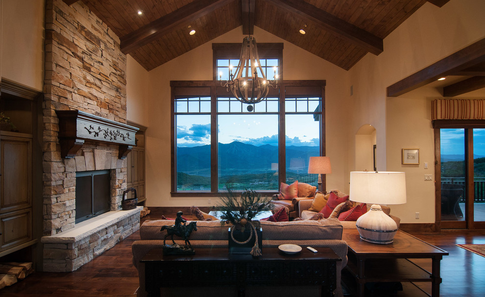 Inspiration for a rustic living room in Salt Lake City.